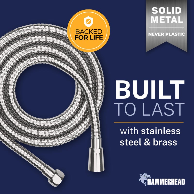 HammerHead Showers Solid Metal Shower Hose Attachment for Showerhead, Extra-Long 72-Inch Universal Replacement Hose for Hand held Shower, Chrome - Image 2